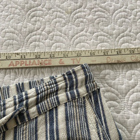 Per Se Striped Linen Blend Pull On Straight Leg Pants Blue Tan and White Size M - Picture 10 of 12